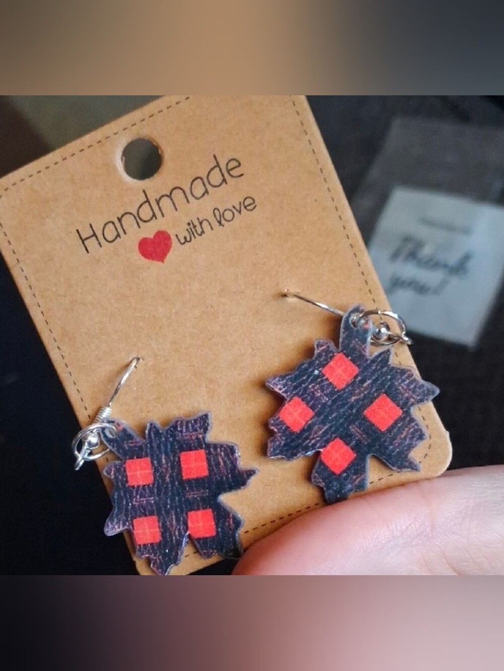 $8 Each Or Bundle 5/$20 Handmade Black & Red Maple Leaf Fall Earrings